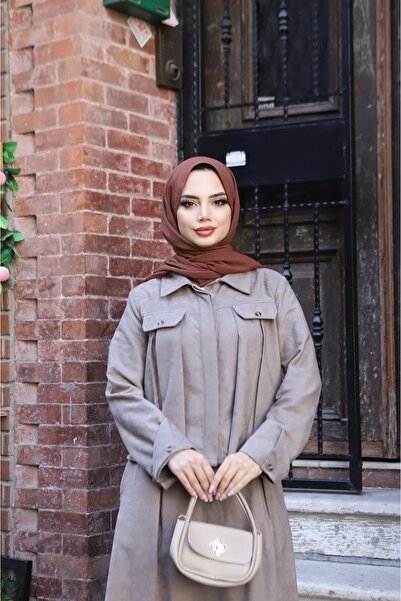 NİSUM MODA Suede Skirt Suit with Pocket Detail