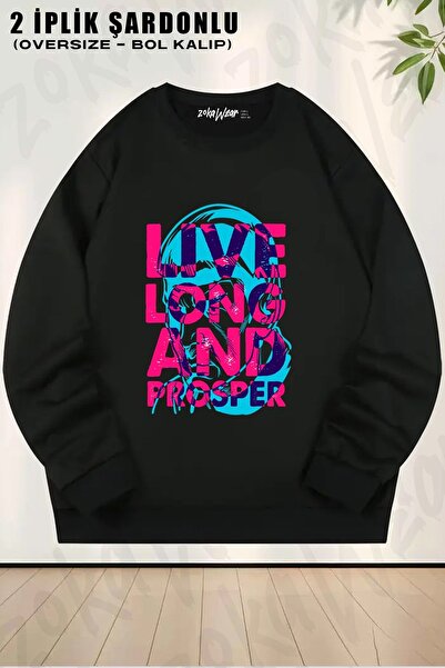 ZOKAWEAR Φούτερ Unisex Star Trek Original Series Spock Neon Portrait με τύπωμα oversized με λαιμόκοψη