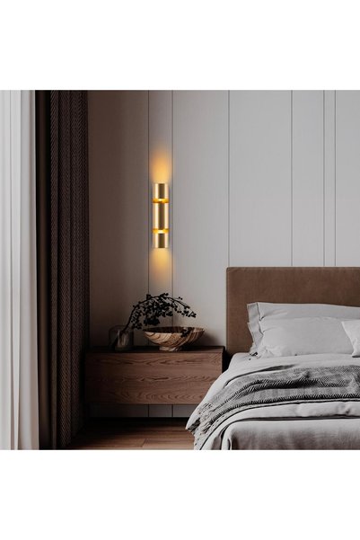 MOİRA Luxora Bidirectional Modern Metal Sconce Bright Gold, Art Deco Design Wall Lighting Luxora-15382