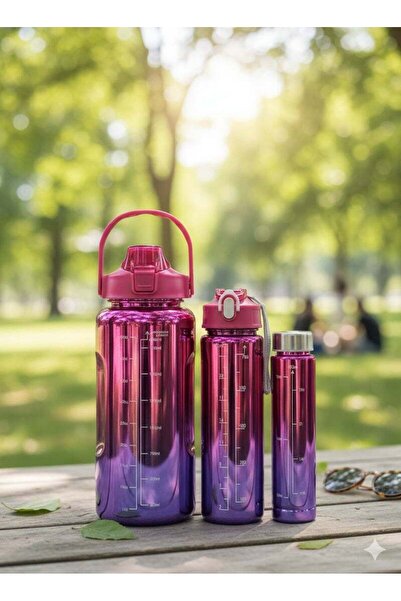 Generic Toshionics Motivational Water Bottle Set - 2000ML & 750ML BPA-Free Plastic Hydration Bottles with T