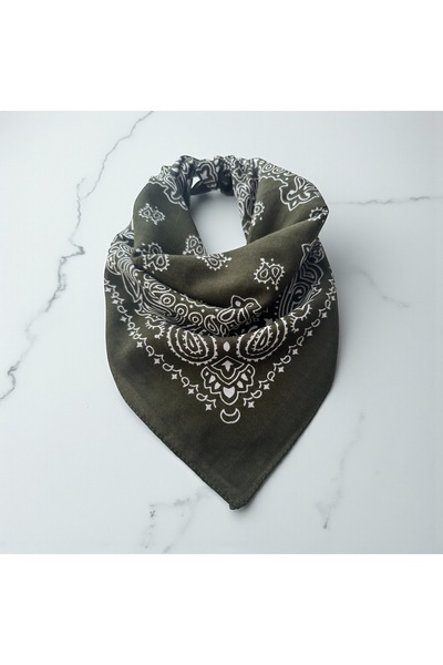 ALS Tasarım Dünyası Πράσινο χρώμα με λευκό σχέδιο 100% βαμβακερή μπαντάνα