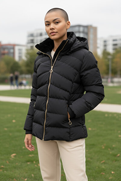 SEMİZ GİYİM Kapüşonlu Şişme Orta Boy Mont