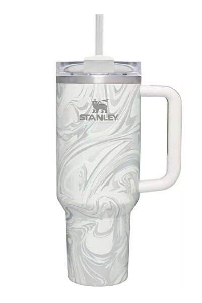 Generic Stanley Quencher H2.0 FlowState 40oz Vacuum Insulated Tumbler Rose Quartz Swirl Travel Mug with Re