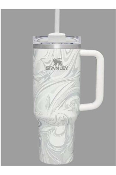 Generic Stanley Quencher H2.0 FlowState 40 oz Vacuum Insulated Tumbler â€“ Rose Quartz Swirl Travel Mug wit