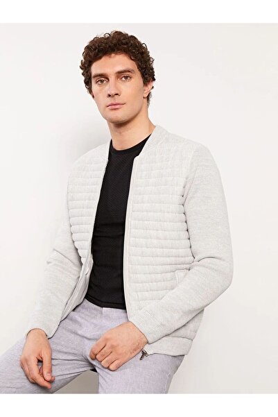 LC Waikiki Lcwaikiki Classic Gray Standard Fit College Collar Men's Knitwear Coat