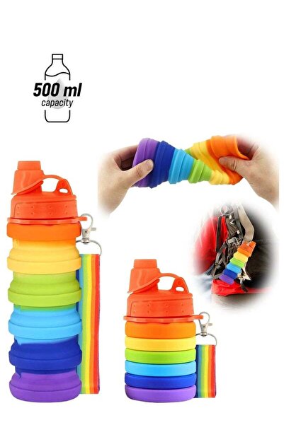 Generic Collapsible Water Bottle, 500ML BPA-Free Silicone Five Height Level Bottle for Gym Camping & Outdoo