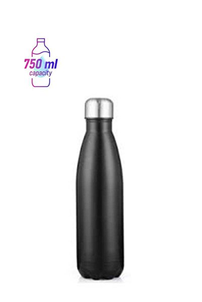 Generic Voberry Double Wall Vacuum Insulated Water Bottle Black/Silver 8.5 x 8.5 x 32cm