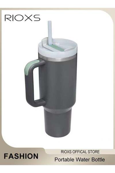 Generic RIOXS 40oz Tumbler With Handle And Straw, Double Wall Vacuum Water Bottle, Reusable Stainless Steel