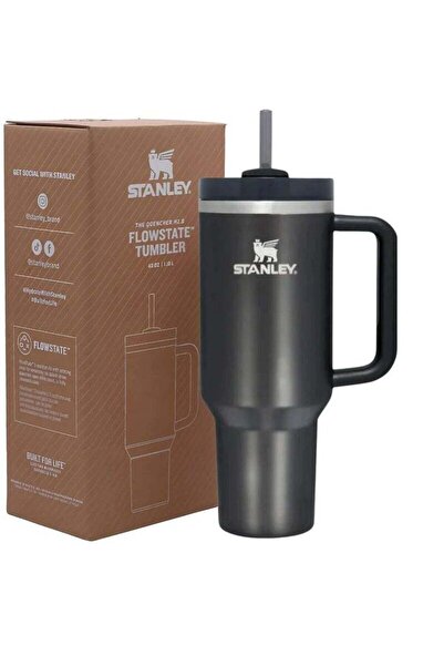 Generic Stanley Quencher H2.0 FlowState Vacuum Insulated Tumbler â€“ 40 oz Black Stainless Steel Travel Mug