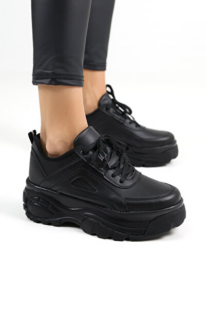 Encool Κομψά μαύρα γυναικεία αθλητικά παπούτσια | Άνετο sneaker με χοντρή σόλα πλατφόρμας, κατάλληλο για casual και αθλητικά συνδυασμούς