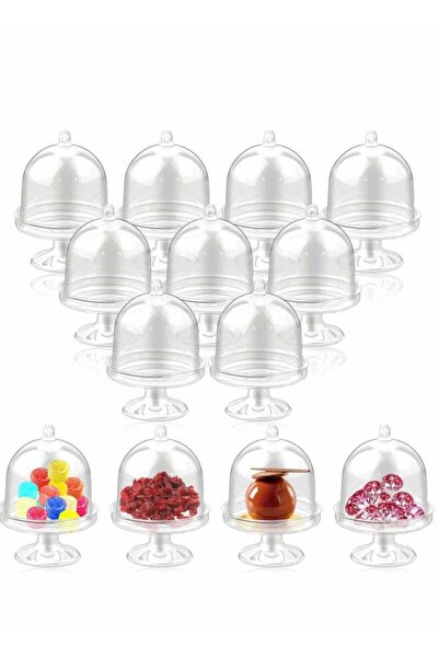 Generic 12 Sets of Mini Plastic Dessert Stands with Domes for Cakes and Cupcakes, Perfect for Parties and E