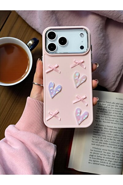 KVK PRİVACY Apple Iphone 17 Pro Uyumlu Kılıf Kurdele Ve Kalp Figürlü Darbeye ...