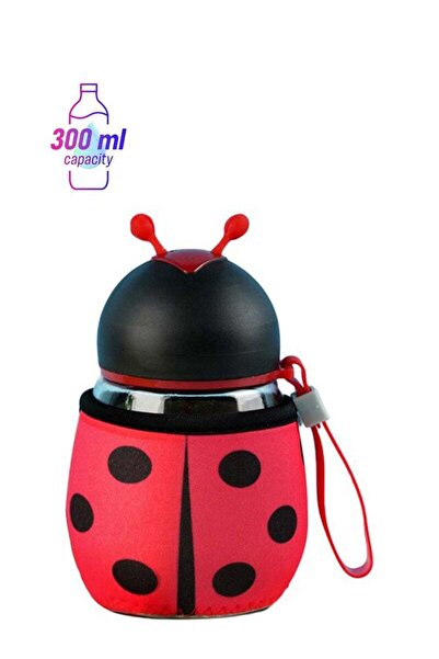 Generic Cartoon Bee Ladybug Water Bottle Glass Red 300ml