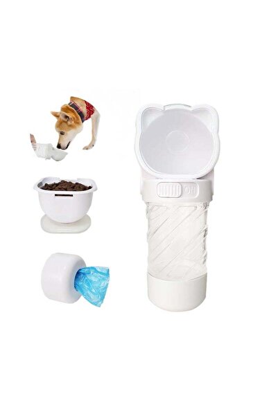 Generic 3-in-1 Portable Dog Water Bottle, Multifunctional Puppy Dispenser with Water Bowl & Poop Bag for Hi