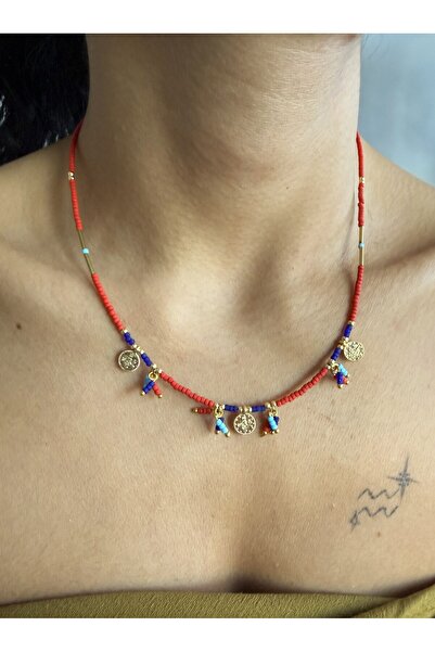 dela otantik Authentic Colorful Beaded Handmade Ottoman Women's Necklace – Boho Ethnic Bijouterie Jewelry - Beaded Necklace