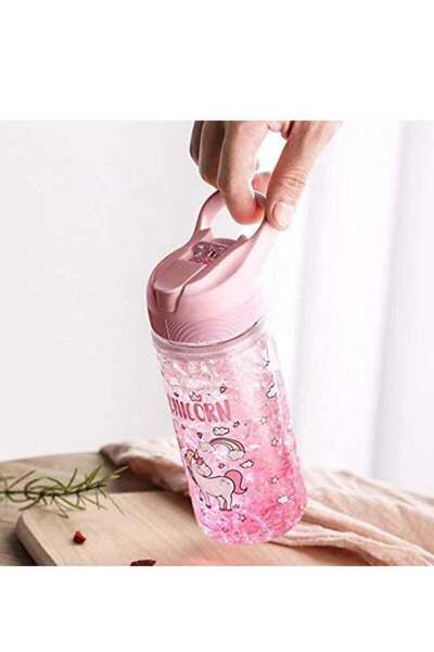 Generic SYOSI Water Bottles, Cute Girls for School, Unicorn Bottle with Straw and Safety lock, 400ML/13.5oz