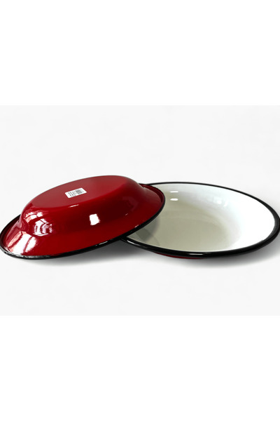 Emailul Medias Traditional red enameled deep plate, diameter 18cm