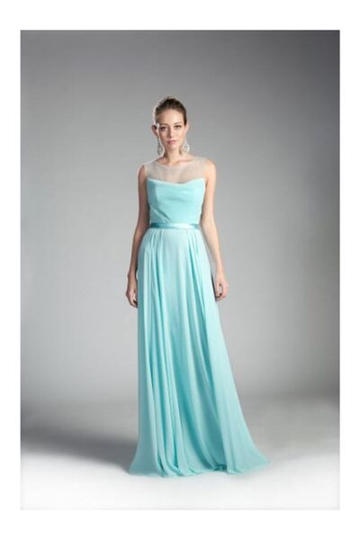 Ladivine Los Angeles Rochie de seara verde lunga in clos in voal