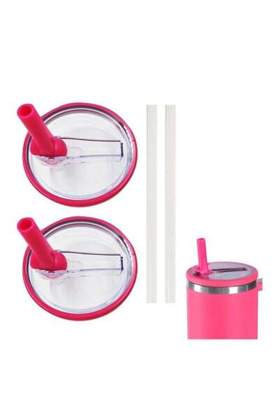 Generic 2 Pack 40 oz Tumbler Flip Straw Lid Replacement fit, Spill Proof Splash Resistant Tumbler Lids,Reus