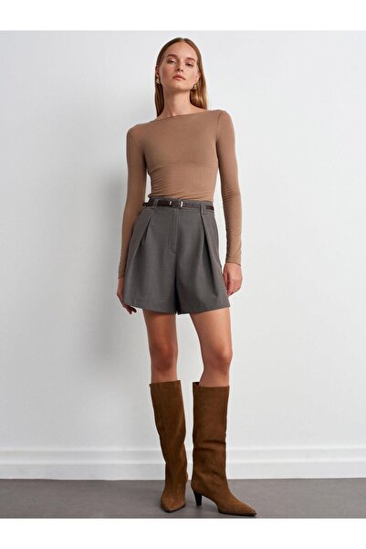 Dilvin 32122 Kaftanový golier Modal Kašmírová ultraľahká blúzka-Vizón