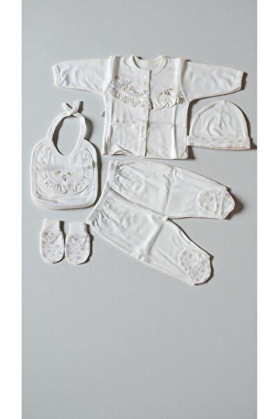 Gaye 0-3 Months Baby Girl Colorful Flower Embroidered 100% Cotton Set of 5