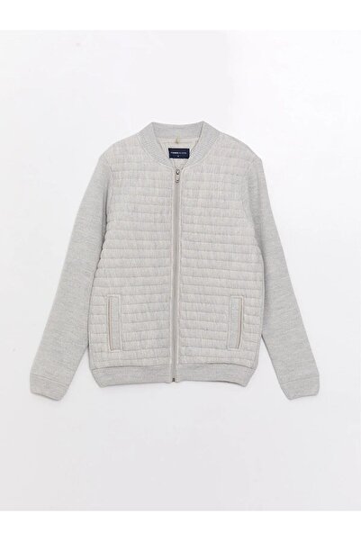 LC Waikiki Lcwaikiki Classic Gray Standard Fit College Collar Men's Knitwear Coat