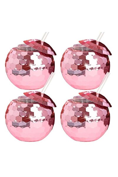 Generic Oasisgalore 4 Pieces Decorative Ball Cups Ball Tumbler Flash Balls Decoration Cup with Lid and Str