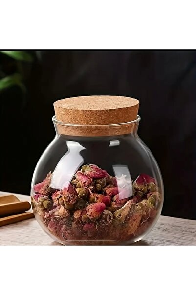 Yenigeldi 3 Pieces Clear Glass Spice Jars with Cork Lids Kitchen Organizer