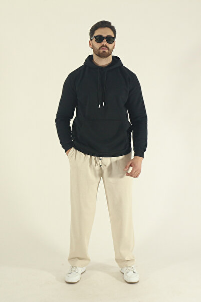 INFLUYENTE Мъжка блуза с качулка, подплатена с памук, с кенгуру джобове