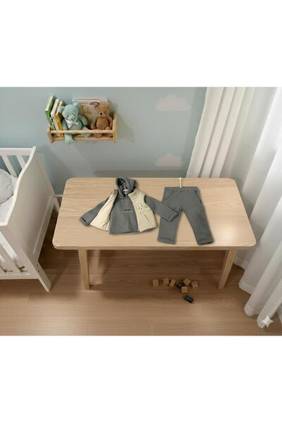 HLS KIDS 3 Parça Çocuk Eşofman Takımı (Kapüşonlu Sweat + Eşofman Altı + Kapitone Yelek) Kışlık