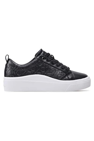 Calvin Klein leather sneakers with monogram, casual style, Black 37