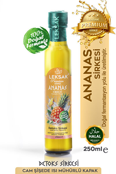 LEKSAK Ananas Sirkesi 250ml Detoks Sirke Cam Şişede %100 Doğal Fermente - Det...