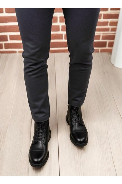 Taşpınar Ayakkabı Taşpınar %100 Hakiki Deri Erkek Günlük Kışlık Kaymaz Taban Rahat Bağcıklı&Fermuarlı Klasik Bot 40-44