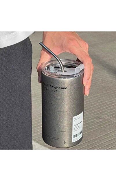 Generic Ins Coffee Cup,Stainless Steel Water Bottle,Straw Cup,Ice Coffee Mug,Double-layer Vacuum Flask Coup