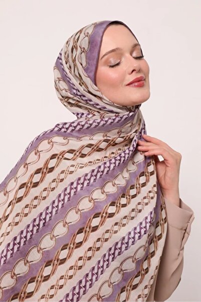 LuvenSara شال حرير أرجواني فاخر