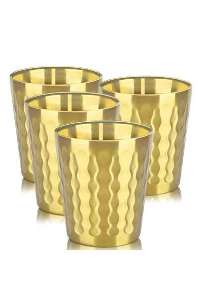 Generic SYOSI Beasea 10oz Stainless Steel Cups 4 Pack Gold Double Wall Metal Stackable Insulated Portable D