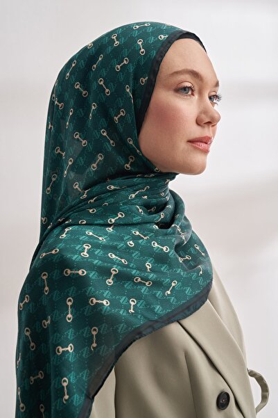 ARMANDA Emerald Aa Monogram Pattern Voile Shawl
