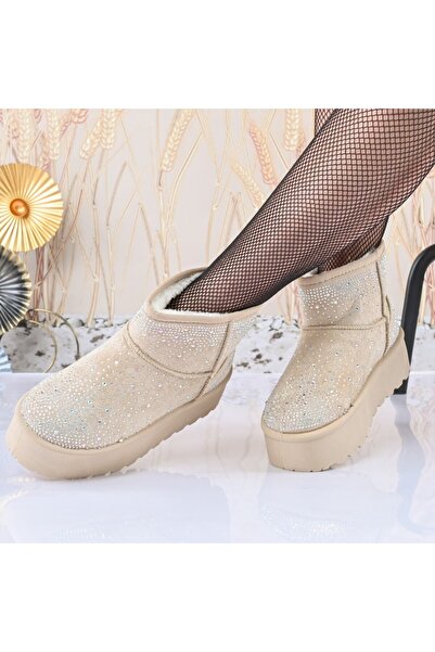 Tmall Ghete de damă, tip piele întoarsă, îmblănite, TM1CD1051, bej