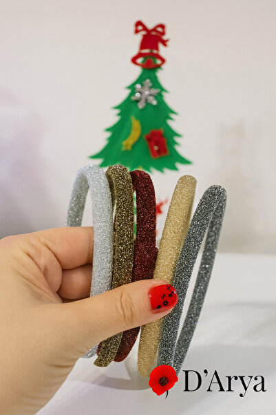 Darya DD589 Yılbaşı Işıltılı Simli Kadife Taç Seti (5’lü) – Christmas hairband
