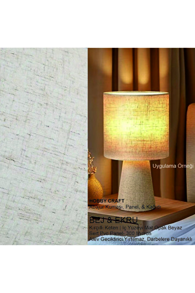 shop 20 x 20 cm | Bej&Ekru Abajur Kumaşı, Sert PVC, Yapışkanlı, Darbelere Day...