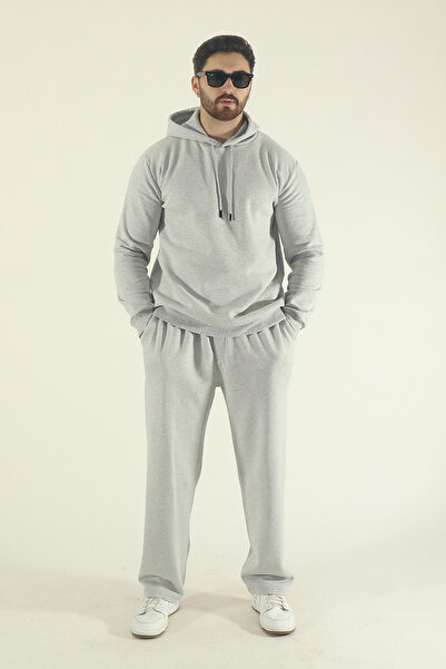 INFLUYENTE Men's Winter Cotton Hooded Sweatshirt Bottom Baggy Tracksuit Set