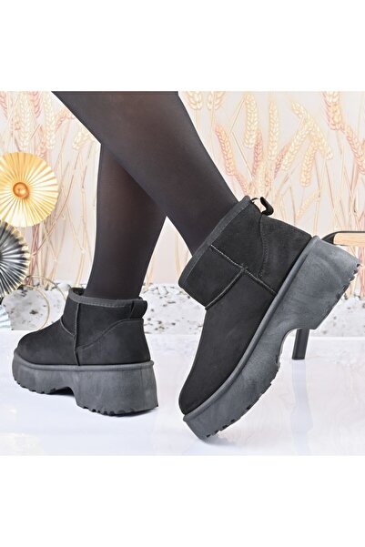 Tmall Ghete de damă, tip piele întoarsă, îmblănite, TM1CD1052, negre