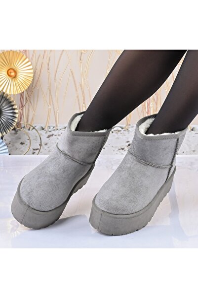 Tmall Women's boots, type,Suede leather,furred,TM1CD1041,Gray