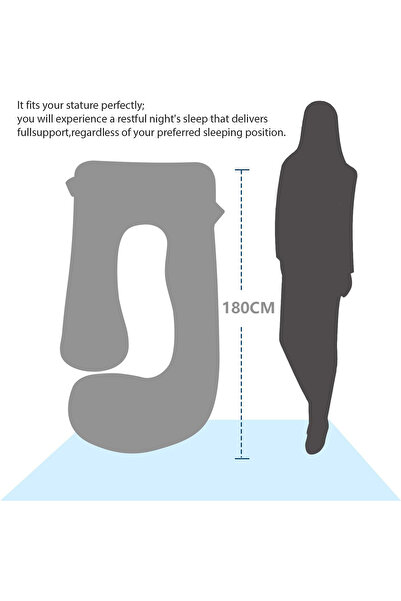 VTERLY Pregnancy Pillows, 180cm Long Maternity Pillows, U-Shape Full Body Pillow, Cooling Cover