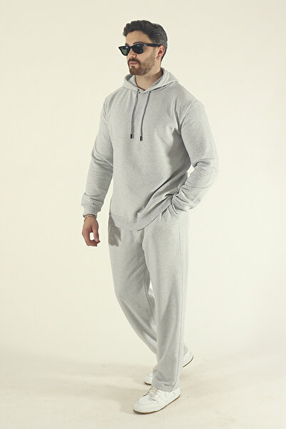 INFLUYENTE Men's Winter Cotton Hooded Sweatshirt Bottom Baggy Tracksuit Set