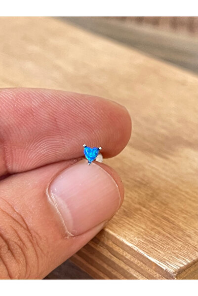 Rupen Kraft 925 Ayar Gümüşi Kalp Modeli Opal Taşlı Dudak Kıkırdak Helix Tragu...
