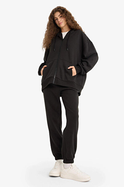 DeFacto S7370Azbk81 Black Jogger Fit Elastic Waistband Thick Fabric Pants