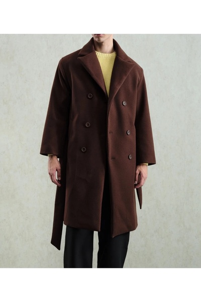 Hazhers Erkek Kemerli Kaşe Pamuklu Kışlık Kaban