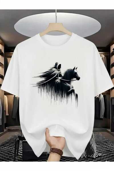 İnazuma Outdoors Unisex Oversized Printed Cotton Crew Neck Short Sleeve White...