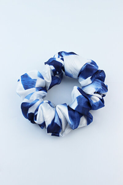 İLKYAZ Patterned Satin Fabric Rubber Buckle Bagel Buckle - Blue